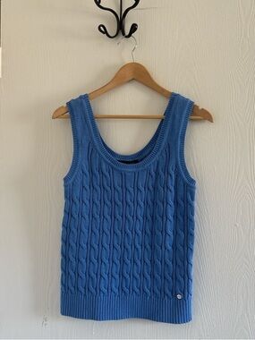 NWT Tommy Hilfiger Cable Knit Tank Top Blue Size Medium 100% Cotton
